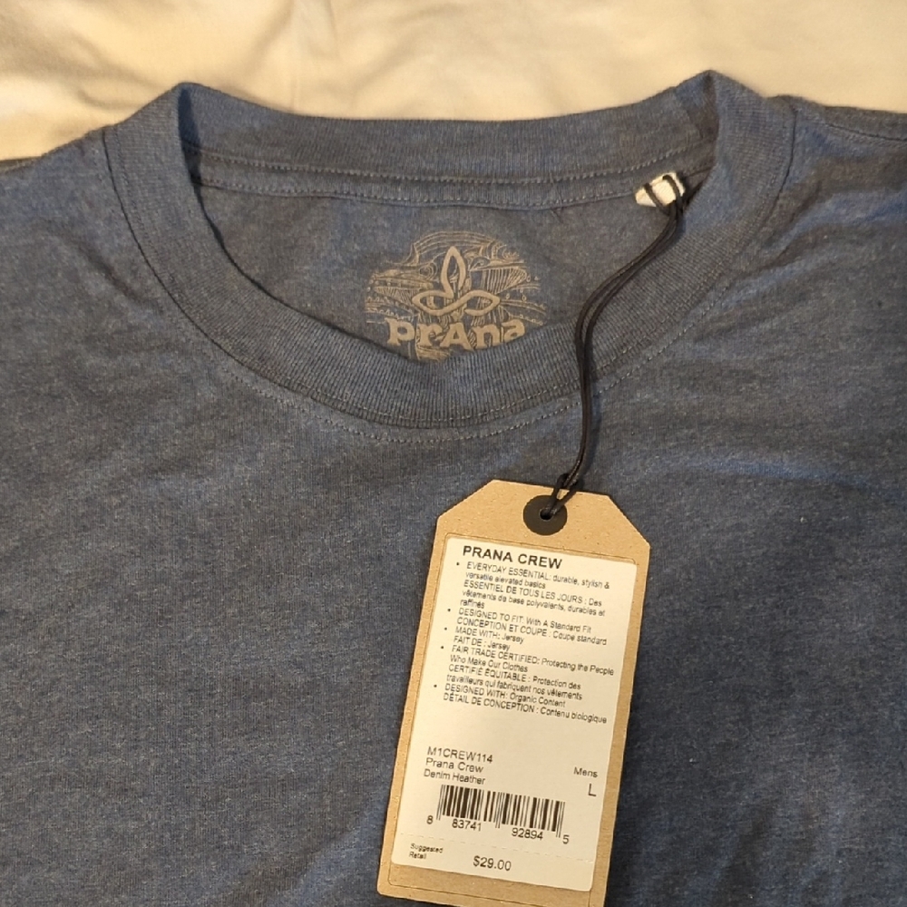 Prana Men's Heather Blue Crew Neck Tee